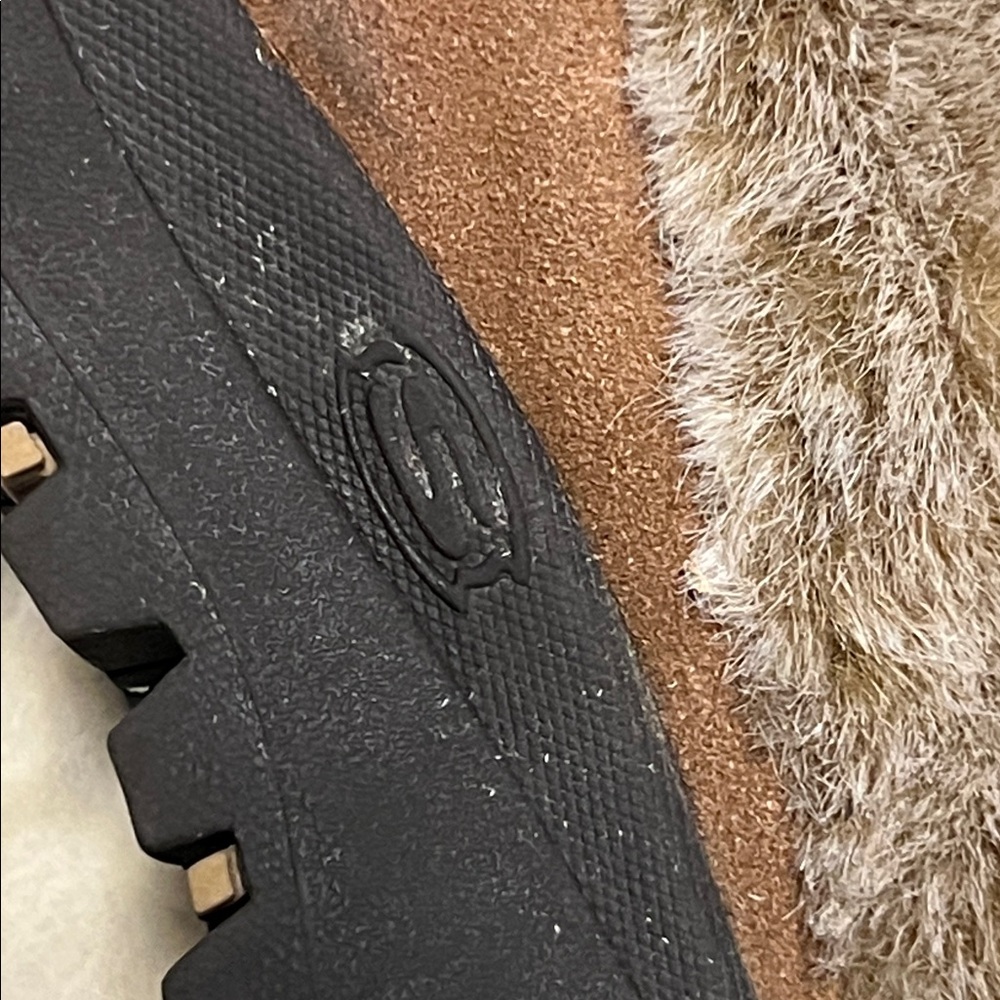 SKETCHERS WORK 🥾 TAN/BROWN LEATHER FAUX FUR LINED NON-SLIP SOLE CLOGS Women’s 10 - Picture 11 of 15